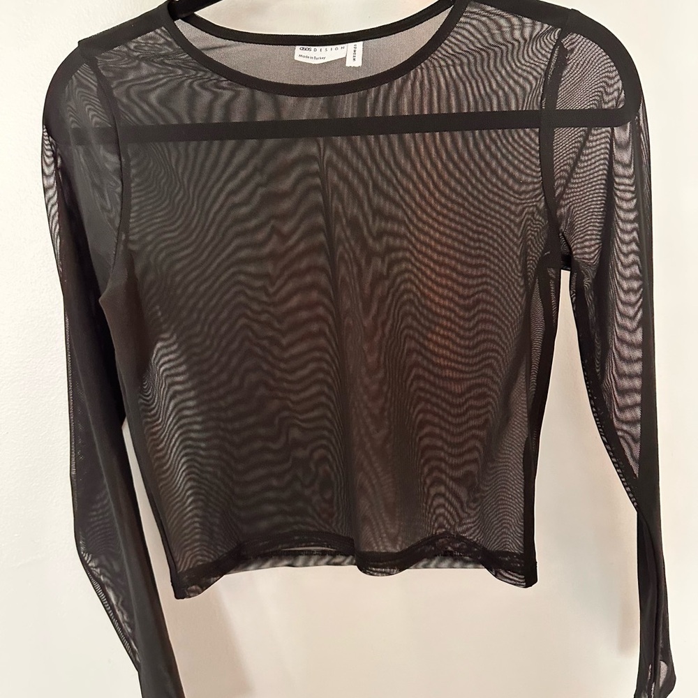 ASOS Black Mesh Crop Top